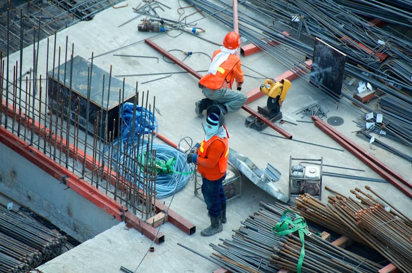 Construction estimator reviewing project drawings